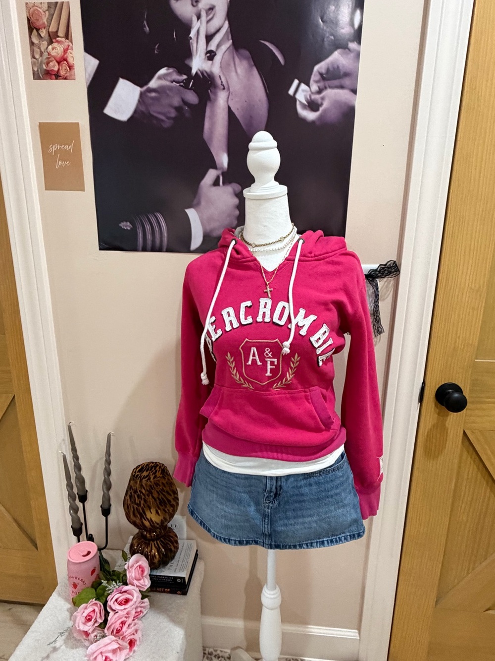 Y2K Abercrombie & Fitch Hot Pink Logo Hoodie - Women's Pullover